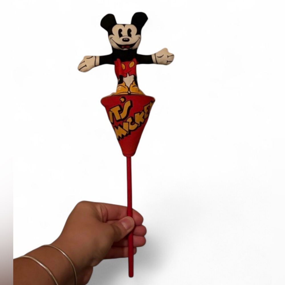 Vintage Walt Disney Mickey Mouse Push Up Puppet Collapsible Toy, Anne W. England